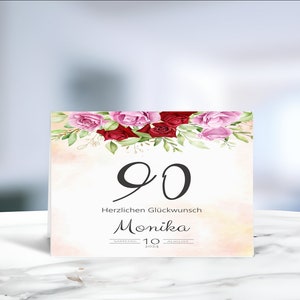 Geburtstag • Runder Geburtstag • 90. Geburtstag • 15x15 • Glückwunschkarte • 80. Geburtstag • 100 Geburtstag  • personalisiert •  LN 2