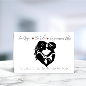 Lesbenhochzeit • Gayhochzeit • Frauenhochzeit • Gleichgeschlechtliche Hochzeit • Hochzeitskarte  • personalisiert • Motiv 3 von 6