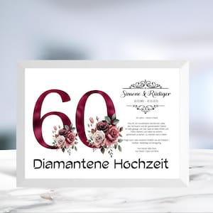 Diamantene Hochzeit • Geldgeschenk • Hochzeitstag 60 Jahre •  Jubiläumsgeschenk  • personalisiert  • Wunscherfüller • LN2 - 4 von 5
