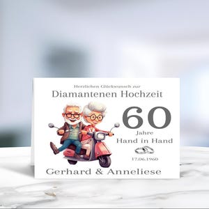 Diamantene Hochzeit • Karikatur • Glückwunschkarte • Hochzeitsjubiläum • Hochzeitskarte  •  60 Jahre Ehe • personalisiert • LN7-8 von 8