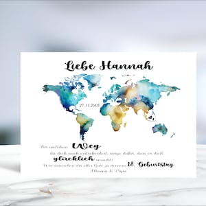 18. Geburtstag • Geldgeschenk •  Weltkarte • Geburtstag • personalisierbares Geschenk
