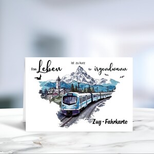 Fahrkarte • Panorama Express • Glacier Express • Hochzeitskarte • Lokomotive • Geburtstagkarte • Skyline • Reisegutschein • Motiv 3