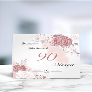 Geburtstag • Runder Geburtstag • 90. Geburtstag • 15x15 • Glückwunschkarte • 80. Geburtstag • 100 Geburtstag  • personalisiert •  LN 3