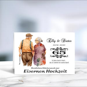 Eiserne Hochzeit • Klappkarte • Glückwunschkarte • Postkarte • 65 Jahre verheiratet  • personalisiert • LN5-Motiv 2 von 4