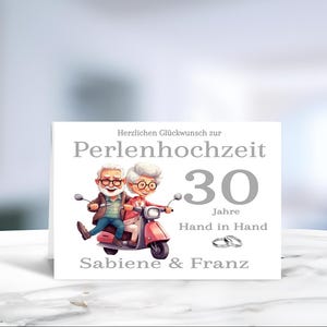 Perlenhochzeit • 30 Jahre Ehe • Hochzeitsjubiläum • Karte Perlenhochzeit • 30 Jahre verheiratet  • personalisiert • LN7-8