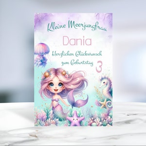 Geburtstag Mädchen • Mädchen Geburtstag • Kinder Geburtstag • Meerjungfrau • Mermaid • 1. Geburtstag   • personalisiert •  LN 3