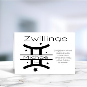 Tierkreiszeichen • Sternzeichen • Zwillinge • Astrologie  • Geburtstagskarte • personalisiert • LN5