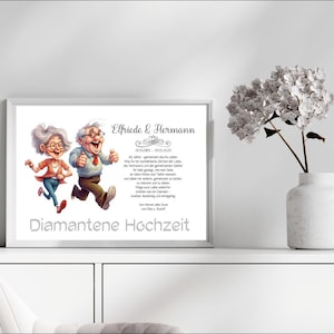 Diamantene Hochzeit • 60 Jahre Ehe • Digitales Produkt zum Ausdrucken • DIN A4 - PDF und JPG • personalisiert • Serie LN7 -8 Motive