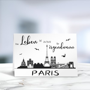 Paris • Frankreich • Klappkarte • Glückwunschkarte • Postkarte • Hochzeitskarte  • Rente • Skyline • Geburtstag • Reisegutschein