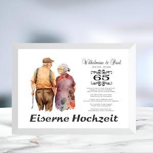 Eiserne Hochzeit • 65 Jahre Ehe • Geldgeschenk • Hochzeitsjubiläum • personalisiert • Hochzeitstag Karte • Wunscherfüller • LN4- 1 von 4