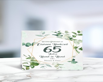 Eiserne Hochzeit • Klappkarte • Glückwunschkarte • Postkarte • 65 Jahre  • personalisiert • LN2- Motiv 3 von 4