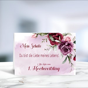 Papierhochzeit • Hochzeitskarte • Hochzeitstag • Erster Hochzeitstag • 1 Jahr verheiratet • personalisiert • LN2