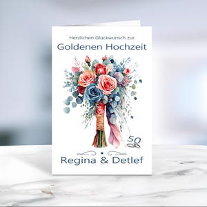 Goldene Hochzeit • 50 Jahre Ehe • Glückwunschkarte • Wunscherfüller • Hochzeitskarte • personalisiert • LN2  Motiv 4 von 4