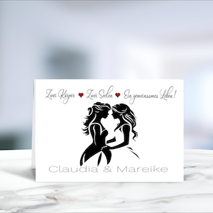Lesbenhochzeit • Gayhochzeit • Frauenhochzeit • Gleichgeschlechtliche Hochzeit • Hochzeitskarte  • personalisiert • Motiv 1 von 6