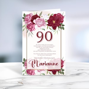 Geburtstag • Runder Geburtstag • 90. Geburtstag • 15x15 • Glückwunschkarte • 80. Geburtstag • 100 Geburtstag  • personalisiert •  LN 7