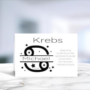 Tierkreiszeichen • Sternzeichen • Krebs • Astrologie  • Geburtstagskarte • personalisiert • LN5