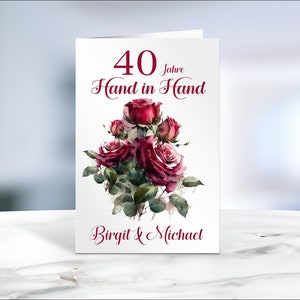 Rubinhochzeit • Klappkarte • Glückwunschkarte • Postkarte • 40 Jahre  • personalisiert • LN2