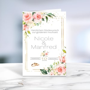 Goldene Hochzeit • Hochzeit • 15x15 • Glückwunschkarte • Runder Geburtstag • Hochzeitskarte  • personalisiert • LN4