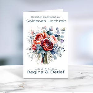 Goldene Hochzeit • 50 Jahre Ehe • Glückwunschkarte • Wunscherfüller • Hochzeitskarte • personalisiert • LN2  Motiv 3 von 4