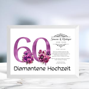 Diamantene Hochzeit • Geldgeschenk • Hochzeitstag 60 Jahre •  Jubiläumsgeschenk  • personalisiert  • Wunscherfüller • LN2 - 2 von 5