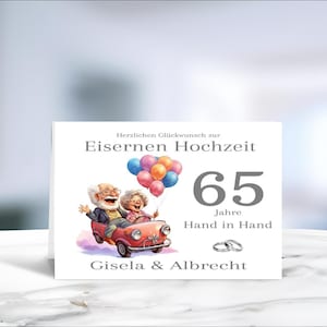 Eiserne Hochzeit • Klappkarte • Glückwunschkarte • Postkarte • 65 Jahre verheiratet  • personalisiert • LN6-Motiv 3 von 4