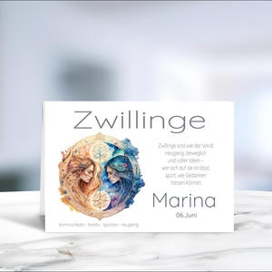 Tierkreiszeichen • Sternzeichen • Zwillinge • Astrologie  • Geburtstagskarte • personalisiert • LN3