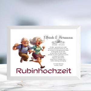 Rubinhochzeit • Geldgeschenk • 40 Jahre Ehe • Geschenk mit Rahmen  • Rubin Hochzeit  • personalisiert • LN7 - 2 von 8