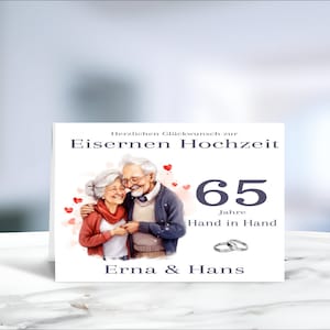 Eiserne Hochzeit • 65 Jahre Ehe • Klappkarte • Glückwunschkarte • 65 Jahre verheiratet • personalisiert • LN3-Motive 4 von 4