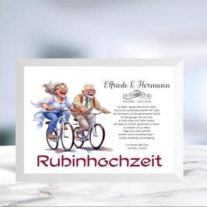 Rubinhochzeit • Geldgeschenk • 40 Jahre Ehe • Geschenk mit Rahmen  • Rubin Hochzeit  • personalisiert • LN7 - 3 von 8