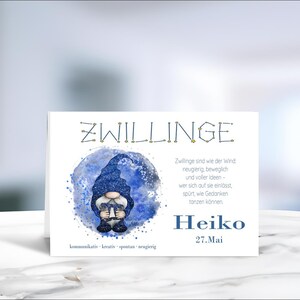 Tierkreiszeichen • Sternzeichen • Zwillinge • Astrologie  • Geburtstagskarte • personalisiert • LN1