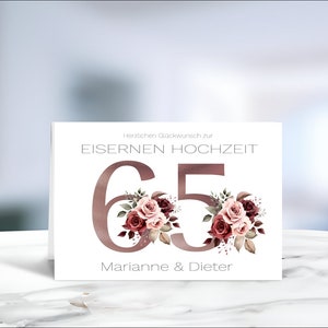 Eiserne Hochzeit • Klappkarte • Glückwunschkarte • Postkarte • 65 Jahre verheiratet  • personalisiert • LN2-Motiv 1 von 4