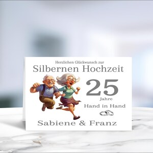 Silberhochzeit • Silberne Hochzeit • 25 Jahre verheiratet • Geschenk für die Silberhochzeit • Silberhochzeitskarte  • personalisiert • LN7-2