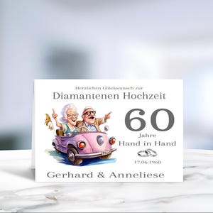 Diamantene Hochzeit • Karikatur • Glückwunschkarte • Hochzeitsjubiläum • Hochzeitskarte  •  60 Jahre Ehe • personalisiert • LN7-6 von 8