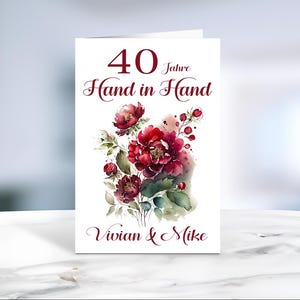 Rubinhochzeit • Klappkarte • Glückwunschkarte • Postkarte • 40 Jahre • personalisiert • LN1-Motiv 3 von 4