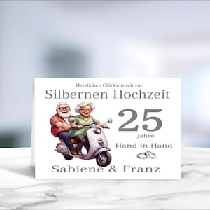 Silberhochzeit • Silberne Hochzeit • 25 Jahre verheiratet • Geschenk für die Silberhochzeit • Silberhochzeitskarte  • personalisiert • LN7-5