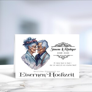 Eiserne Hochzeit • Ehejubiläum Karte • Glückwunschkarte • Karte eiserne Hochzeit • 65 Jahre verheiratet  • personalisiert • LN7- 1 von 6