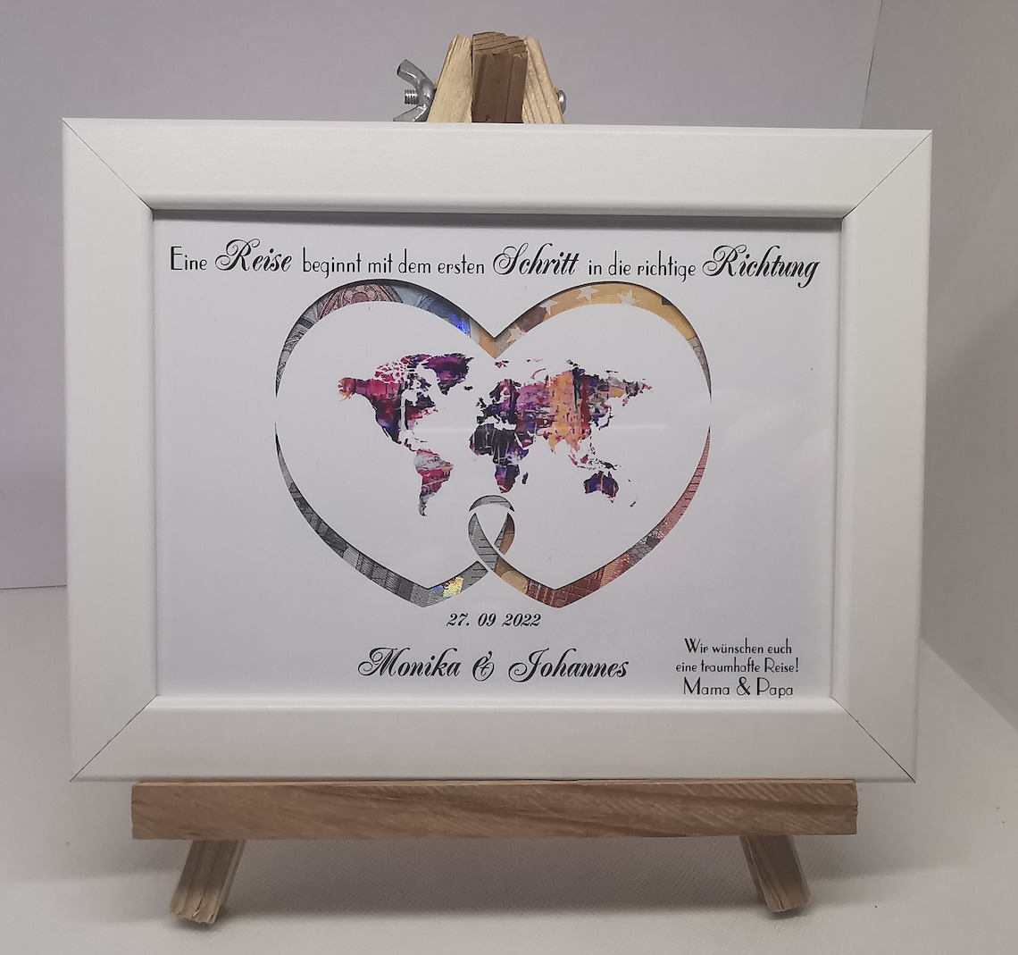Geldgeschenk Hochzeit Landkarte personalisiert mit oder - Etsy.de