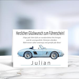 Führerschein • Bestandene Prüfung • Neues Auto • Fahrprüfung • Volljährig • Fahranfänger • Karte Führerschein • LN1 - Motiv 6 von 6