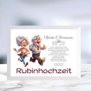 Rubinhochzeit • Geldgeschenk • 40 Jahre Ehe • Geschenk mit Rahmen  • Rubin Hochzeit  • personalisiert • LN7 - 1 von 8