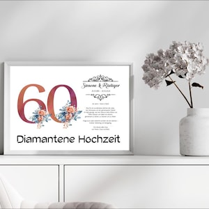 Diamantene Hochzeit • 60 Jahre Ehe • Digitales Produkt zum Ausdrucken • DIN A4 - PDF und JPG • personalisiert • Serie LN2 - 5 Motive