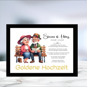 Geldgeschenk • Goldene Hochzeit • 50 Jahre Ehe • Karte 50 Hochzeitstag • personalisiert • LN3 -Motiv 1 von 5