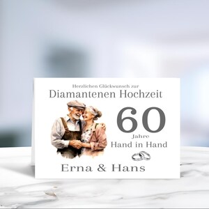 Diamantene Hochzeit • Hochzeitsjubiläum • Glückwunschkarte • Hochzeitskarte  •  60 Jahre verheiratet • personalisiert • LN9 Motiv 1 von 4