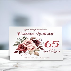 Eiserne Hochzeit • 65. Hochzeitstag • Glückwunschkarte • Hochzeitsjubiläum • 65 Jahre Ehe • personalisiert • LN1 - 2 von 5