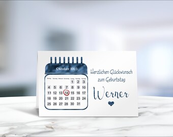 Geburtstag • Karte • Mann • Klappkarte • Kalender • Glückwunschkarte • Postkarte  • personalisiert • 01