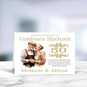 Goldene Hochzeit • Glückwunschkarte  • Hochzeitskarte  • personalisiert • LN3 - 1 von 4