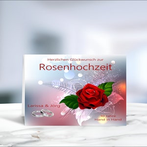 Rosenhochzeit • Hochzeit • Geburtstag • versch. Größen • Glückwunschkarte • Rubinhochzeit • Hochzeitskarte  • personalisiert  • LN1