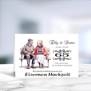 Eiserne Hochzeit • 65 Jahre Ehe  • Klappkarte • Glückwunschkarte • Postkarte • 65 Jahre verheiratet  • personalisiert • LN4 Motiv 1 von 6