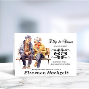 Eiserne Hochzeit • 65 Jahre Ehe • Klappkarte • Glückwunschkarte • Postkarte • 65 Jahre verheiratet • personalisiert • LN4 Motiv 6 von 6