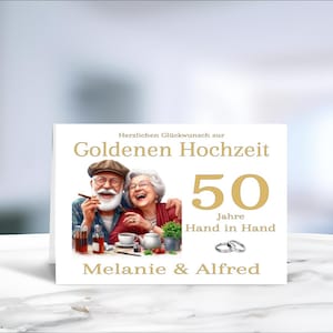 Goldene Hochzeit • Glückwunschkarte  • Hochzeitskarte  • personalisiert • LN8 - 1