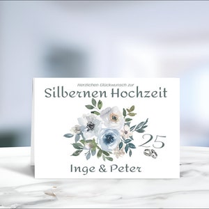 Silberhochzeit • Silberne Hochzeit • 25 Jahre verheiratet • Postkarte • Silberhochzeitskarte  • personalisiert • LN2